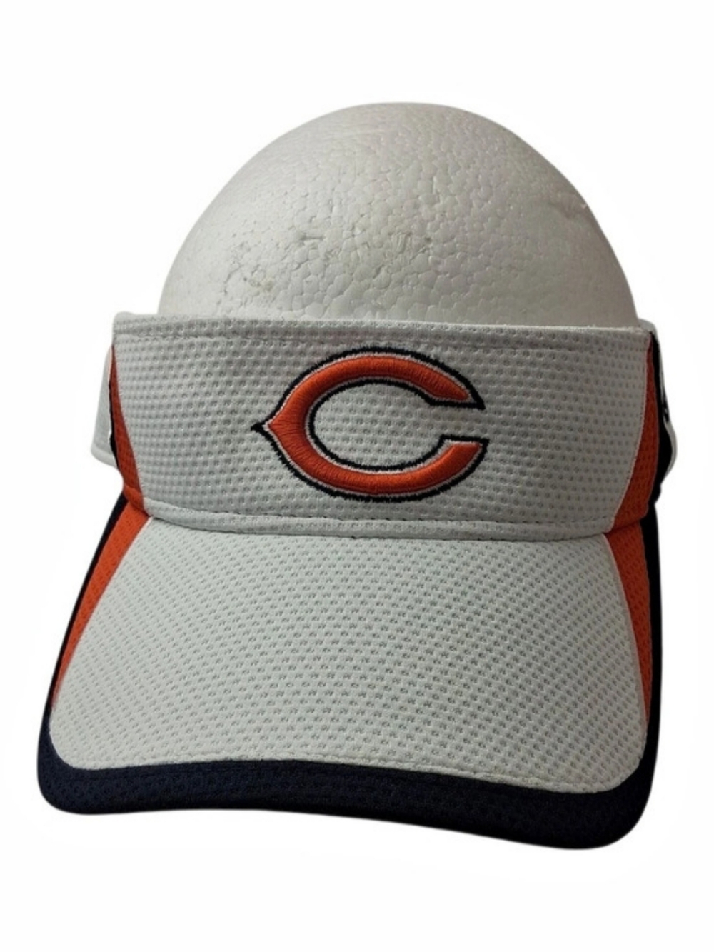 Chicago Bears New Era NFL Visor Hat White Orange Navy Blue Embroidered Mesh Cap